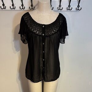Sheer and Floaty Black Women's Top NWT size large